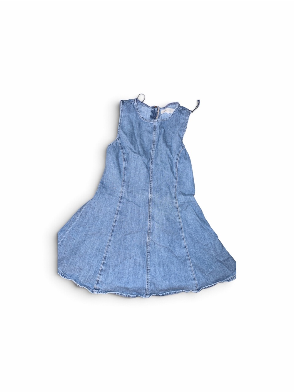 Zara Light Blue Denim Sleeveless Fit-and-Flare Dress